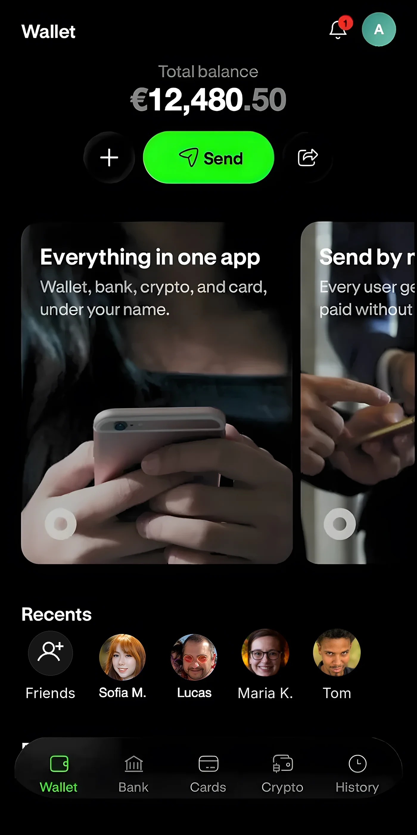 Another app, Wallet screen